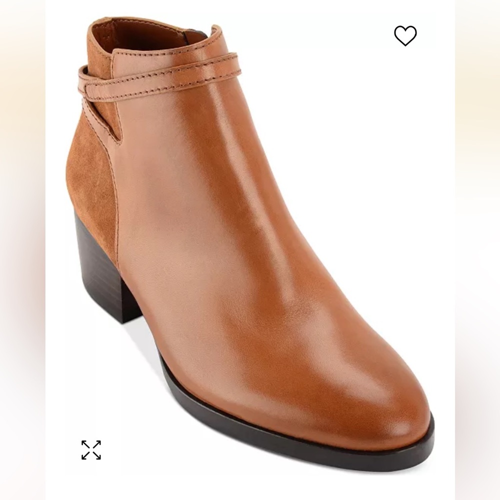 💙 Lauren Ralph Lauren Damara Booties in Cognac Brown Leather & Suede size 8